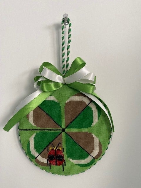 Stripe and Check Hand Painted Needlepoint Ornament - Pink and Green - All  colors available- Jody Designs B251B